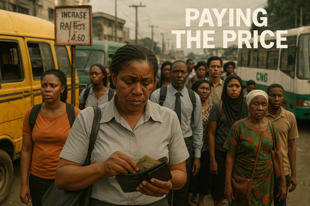 image of people outside with a yellow bus in lagos